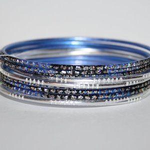 Silver and blue NWT Bangle bracelet set